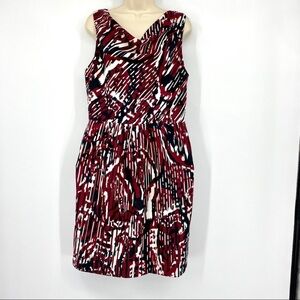Ann Taylor red/blk/wht sleeveless shift dress 10